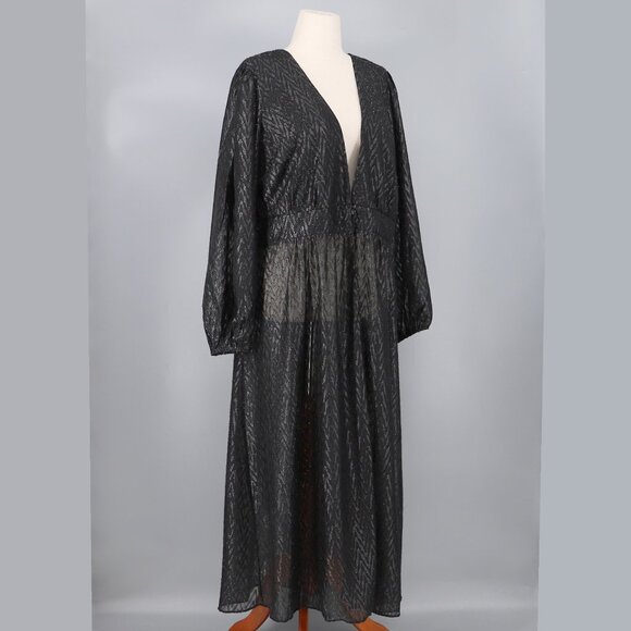 NWT CITY CHIC Chloe Jacket Maxi Metallic Sparkle Flared in Black Size XL/22 - Picture 4 of 9